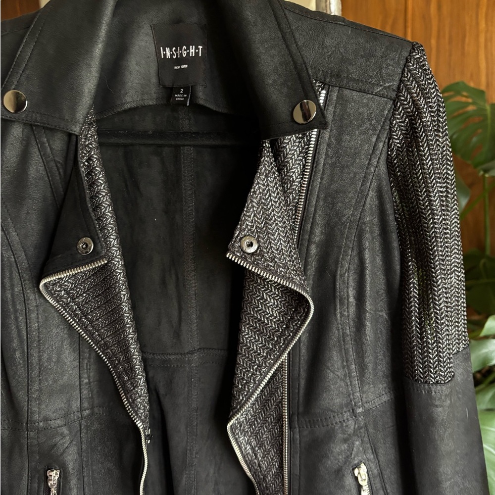 Insight Women's Textured Black Leather Jacket